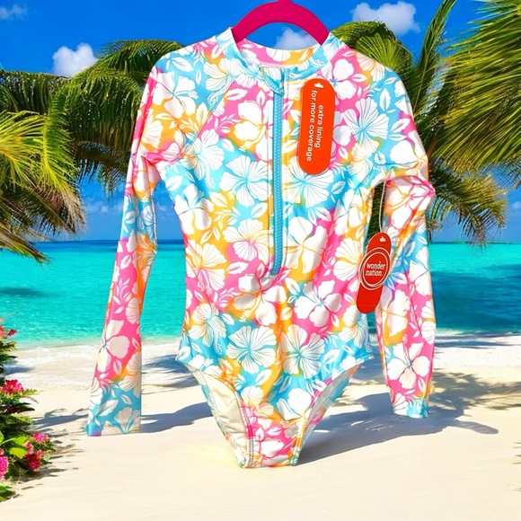 wonder nation Other - New 4/5 toddler girls hibiscus flower one piece bathing suit